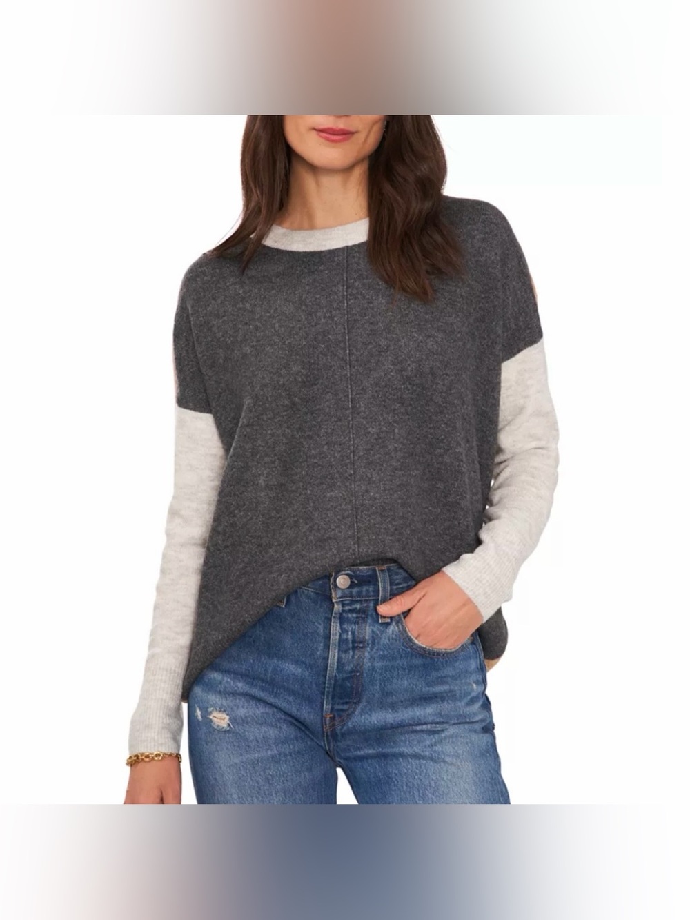 NWOT Vince Camuto Pull-On Women’s Two-Tone‎ Crew Neck Sweater Size 1X